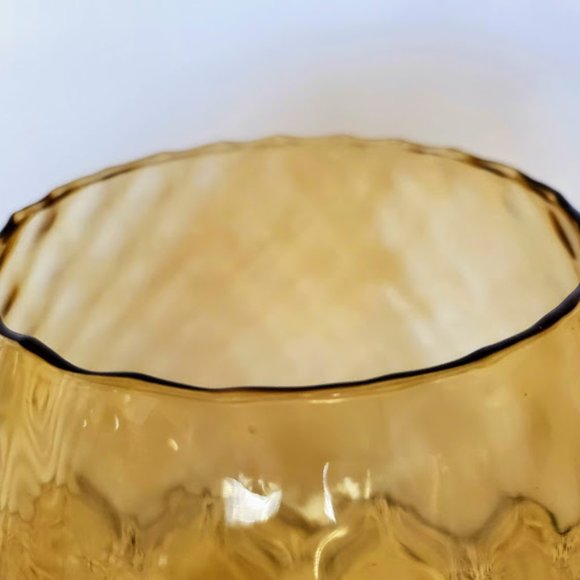 Empoli Italy Amber Diamond Optic Brandy Snifter - Picture 2 of 4